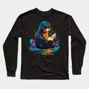 Otter Reads Book Long Sleeve T-Shirt